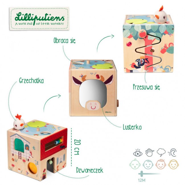 Drewniana kostka wielofunkcyjna Lilliputiens - Farma 12 m+