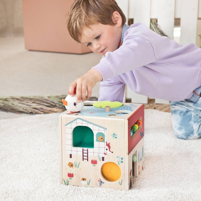 Drewniana kostka wielofunkcyjna Lilliputiens - Farma 12 m+