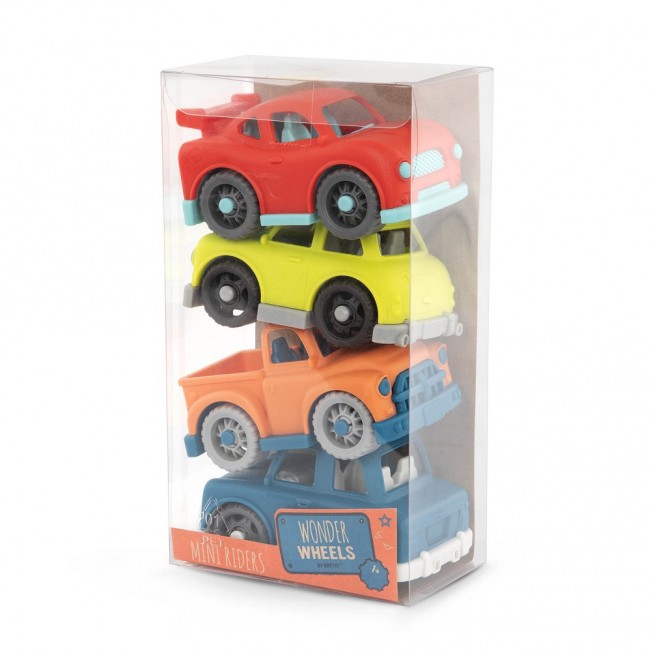 Zestaw 4 małych autek Wonder Wheels Battat z Pick-Upem