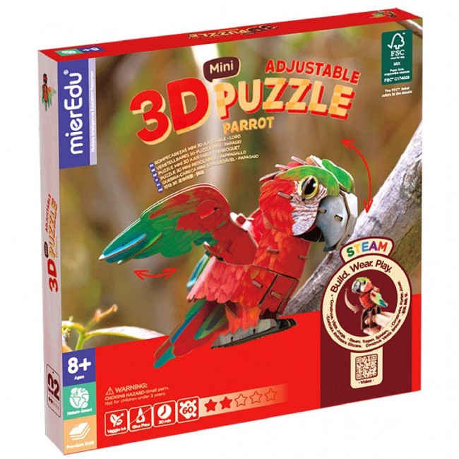 Puzzle mierEdu 3D mini - Papuga