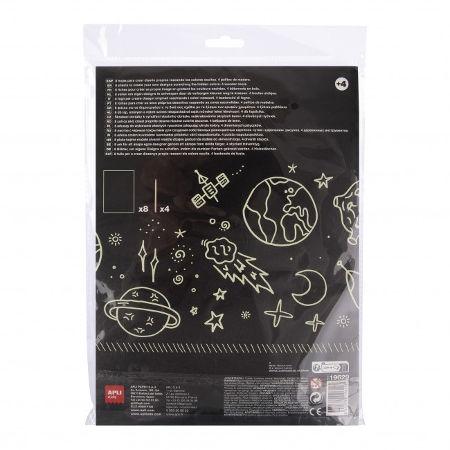Zestaw wydrapywanek świecących w ciemności Apli Kids - Magic Scratch A4