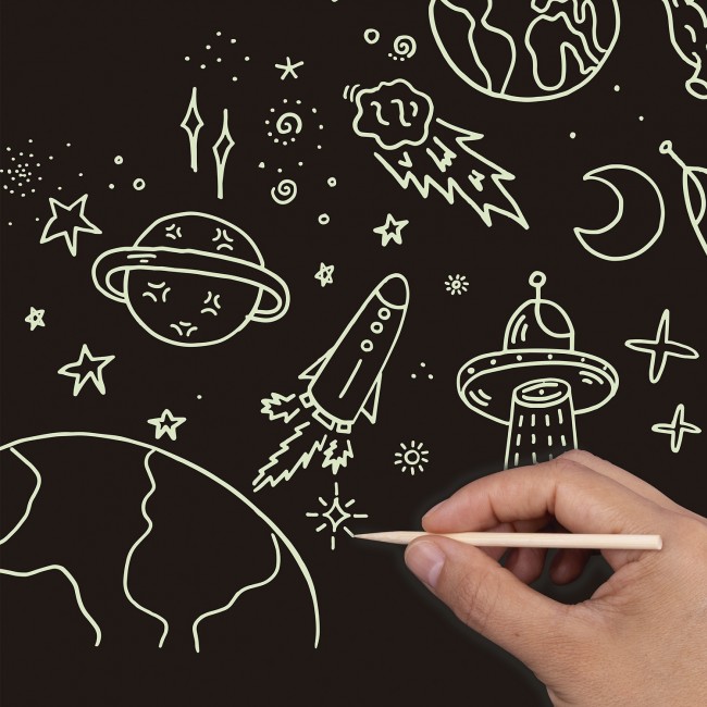 Zestaw wydrapywanek świecących w ciemności Apli Kids - Magic Scratch A4