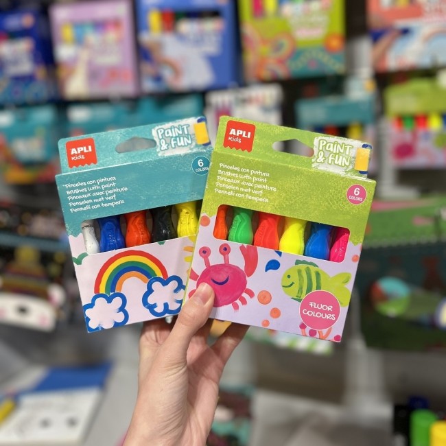 Farby w tubie z pędzelkiem Apli Kids - Kolory neonowe 6 szt.
