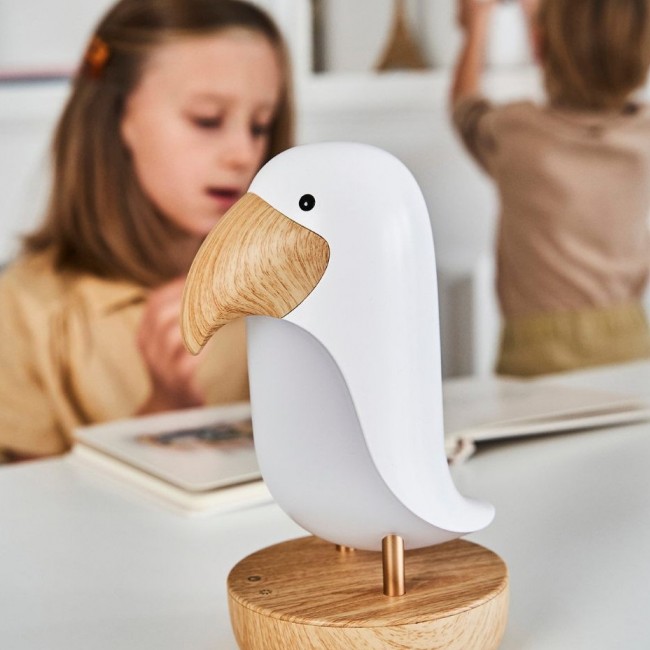 Lampka z głośnikiem Rabbit & Friends - Ptak Maskonur biały