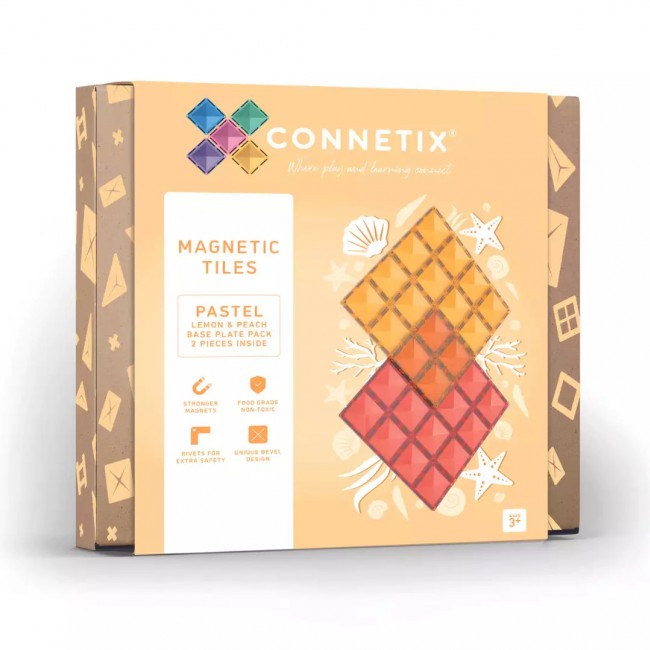 Klocki magnetyczne Connetix - Pastel Lemon & Peach Base Plate 2 el.