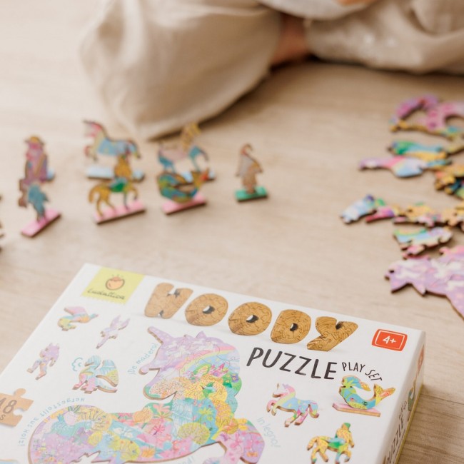 Drewniane puzzle konturowe Ludattica - Baśniowe postaci 48 el.
