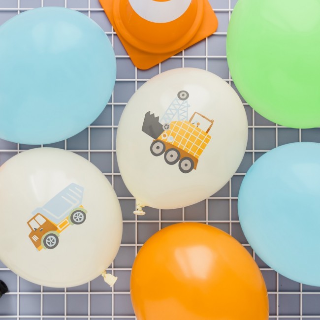 Balony 6 szt Party Deco - Pojazdy budowlane 30 cm