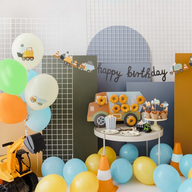 Balony 6 szt Party Deco - Pojazdy budowlane 30 cm