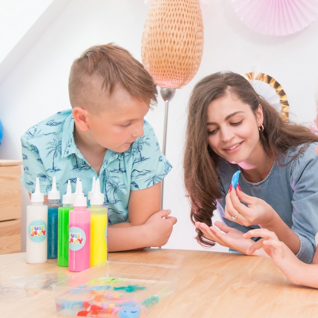 Zestaw Tubi Jelly TUBAN 6 kolorów + małe akwarium - Dinozaury