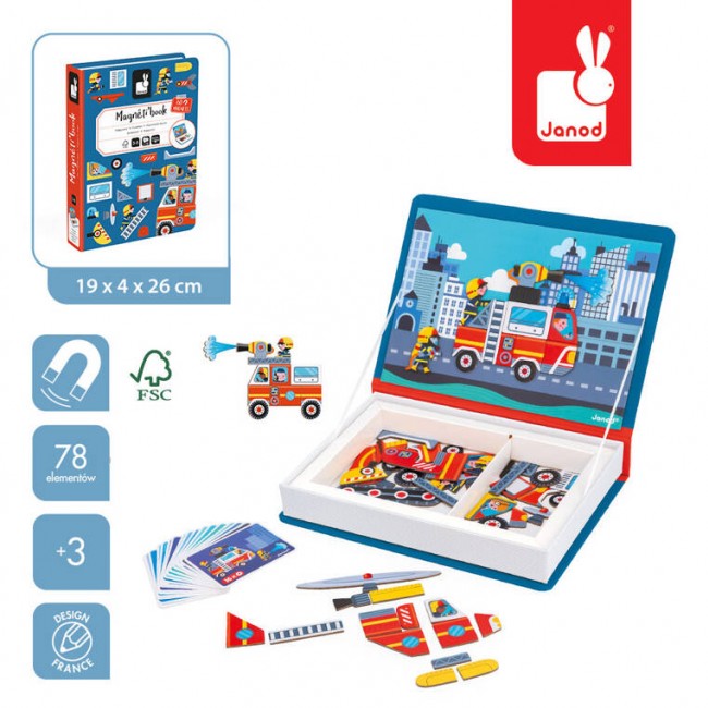 Magnetyczna układanka Magnetibook Janod - Straż pożarna