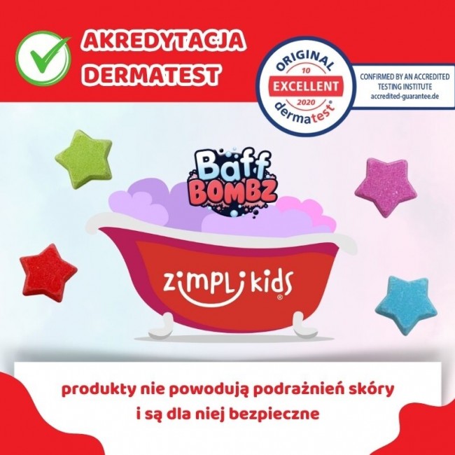 Musujące gwiazdki do kąpieli zmieniające kolor wody Baff Bombz Zimpli Kids - 4 szt.