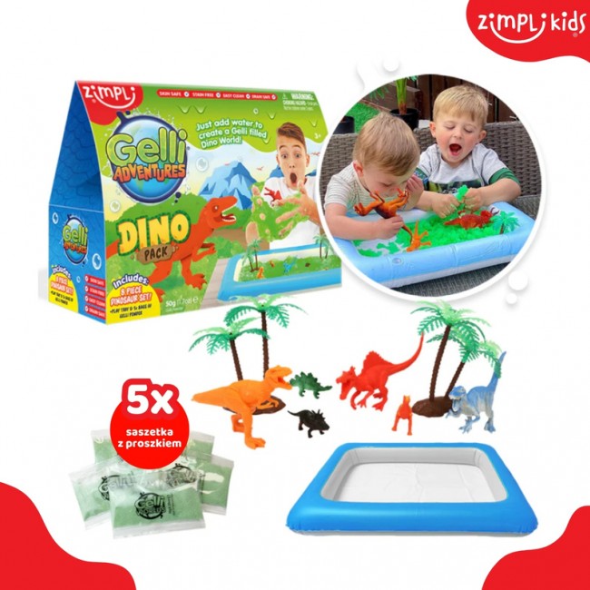 Zestaw do tworzenia gelli z figurkami i tacą Gelli Worlds Zimpli Kids - Dino Pack