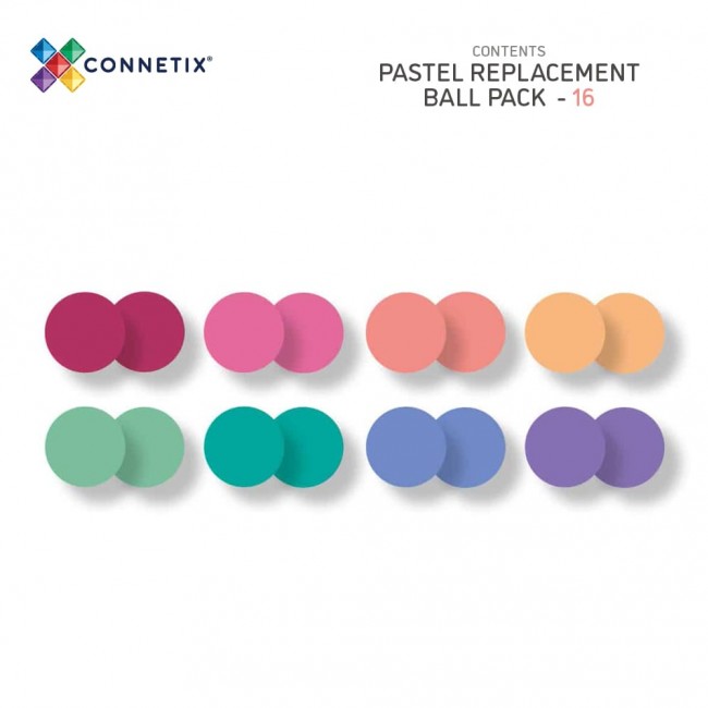 Zestaw wymiennych kulek Connetix Pastel do kulodromu - 16 szt