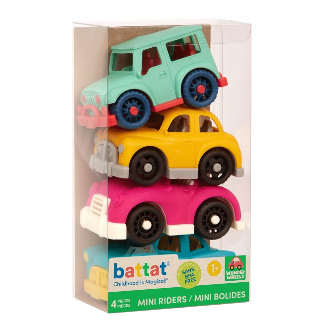 Zestaw 4 małych autek Wonder Wheels Battat - Z kabrioletem