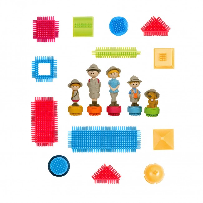 Klocki jeżyki w walizce Bristle Blocks Battat - Safari z figurkami 85 elementów