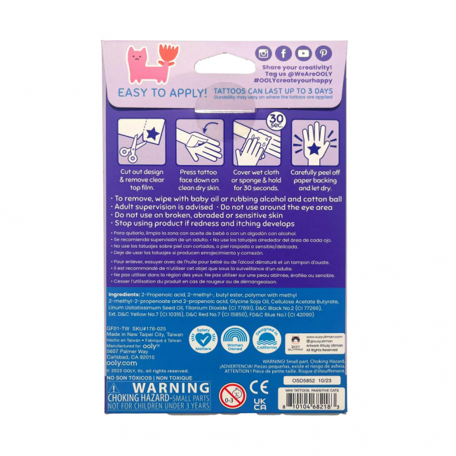 Zmywalne tatuaże mini Ooly - Koty