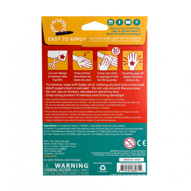 Zmywalne tatuaże mini Ooly - Plaża
