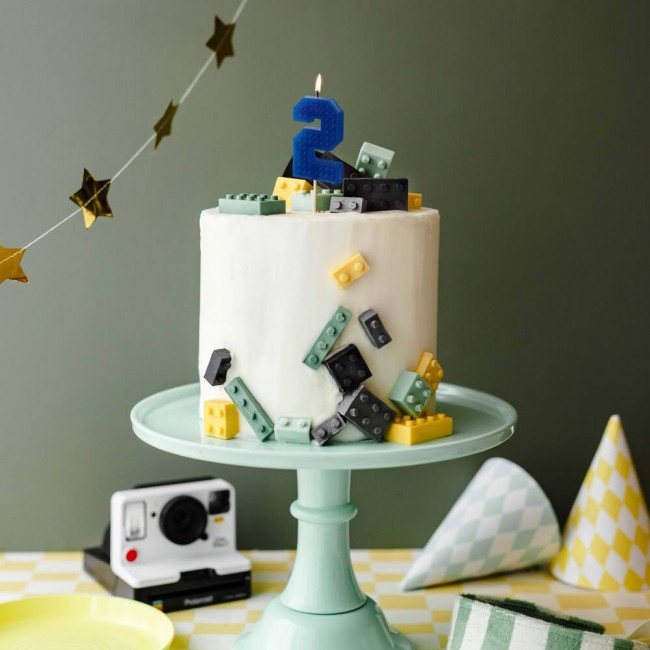 Świeczka urodzinowa Party Deco 6 cm - Cyferka 2 niebieska