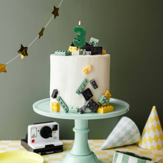 Świeczka urodzinowa Party Deco 6 cm - Cyferka 3 zielona