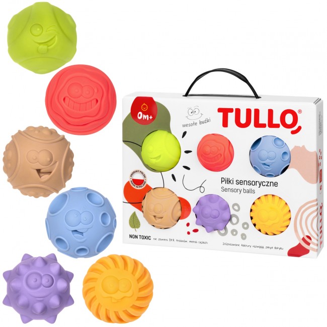 Piłki sensoryczne 6 szt Tullo - Pastelowe Buźki