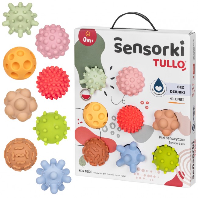 Piłeczki sensoryczne 8 szt Tullo - Pastelowe Sensorki Bez dziurki