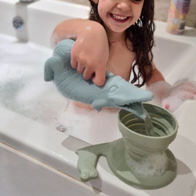 Silikonowa Konewka Krokodyl Scrunch - Błękitny