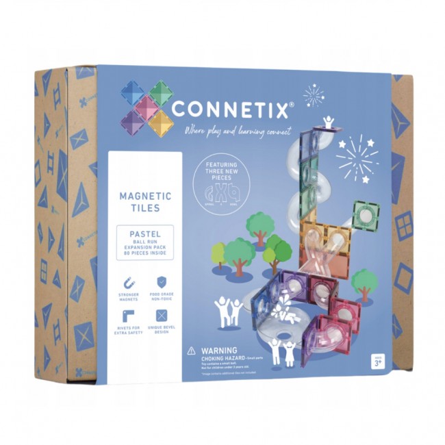 Klocki magnetyczne kulodrom Connetix - Pastel Ball Run Expansion Pack 80 el.