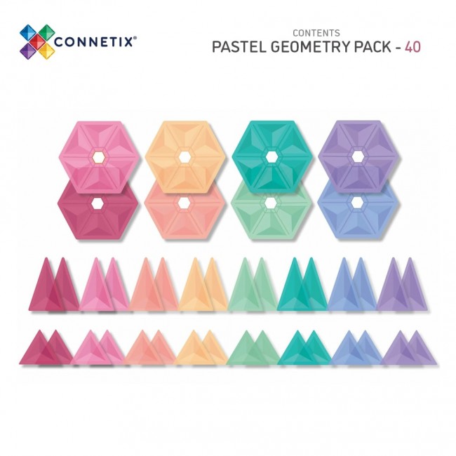 Klocki magnetyczne Connetix - Pastel Geometry Pack 40 el.