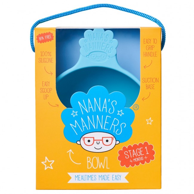 Miska silikonowa z przyssawką i uchwytem Nana's Manners - Blue