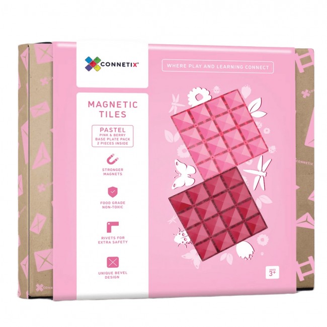 Klocki magnetyczne Connetix - Pastel Pink & Berry Base Plate 2 el.
