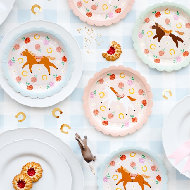 Talerzyki papierowe 18 cm Party Deco - Konie