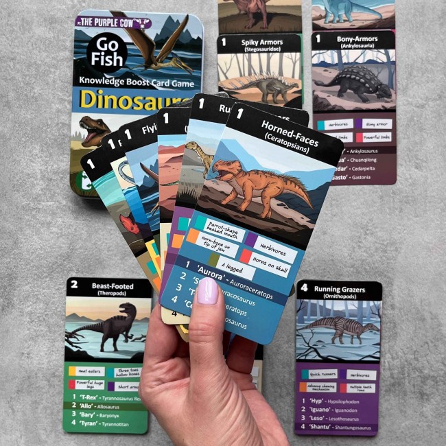 Podróżna gra karciana Kwartet The Purple Cow - Go Fish Dinozaury