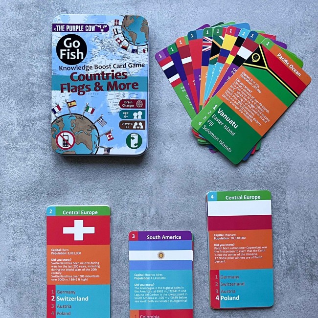 Podróżna gra karciana Kwartet The Purple Cow - Go Fish Kraje, Flagi