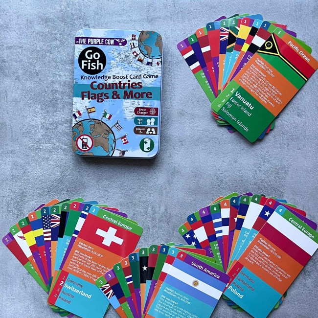 Podróżna gra karciana Kwartet The Purple Cow - Go Fish Kraje, Flagi