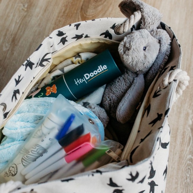 Mała mata silikonowa do wielokrotnego kolorowania HeyDoodle - Dinozaury