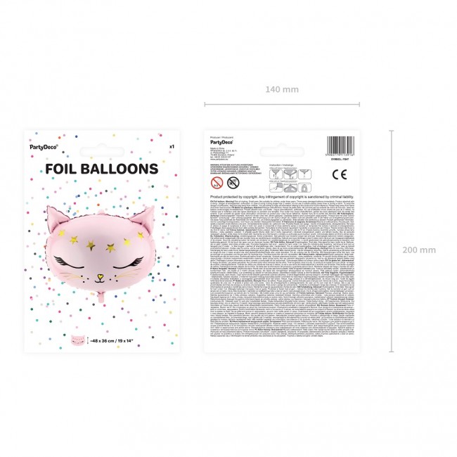 Balon foliowy Party Deco - Kot 48 x 36 cm