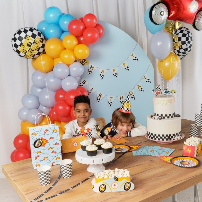 Balon foliowy Party Deco - Szachownica Happy Birthday 45 cm