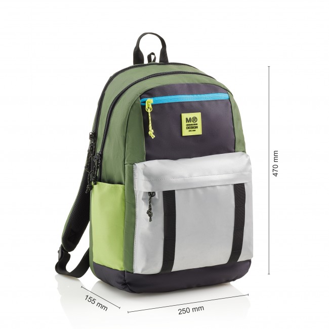 Plecak szkolny trzykomorowy Amsterdam Miquelrius - Rider Green 28L