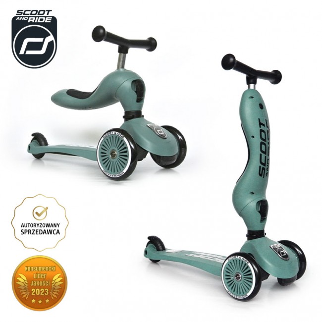 Zestaw Hulajnoga i rowerek 2w1 Highwaykick 1 SCOOTANDRIDE + kask XXS-S Forest