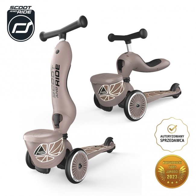 Hulajnoga i rowerek 2w1 Highwaykick 1 Lifestyle SCOOTANDRIDE 1-5 lat - Brown Lines