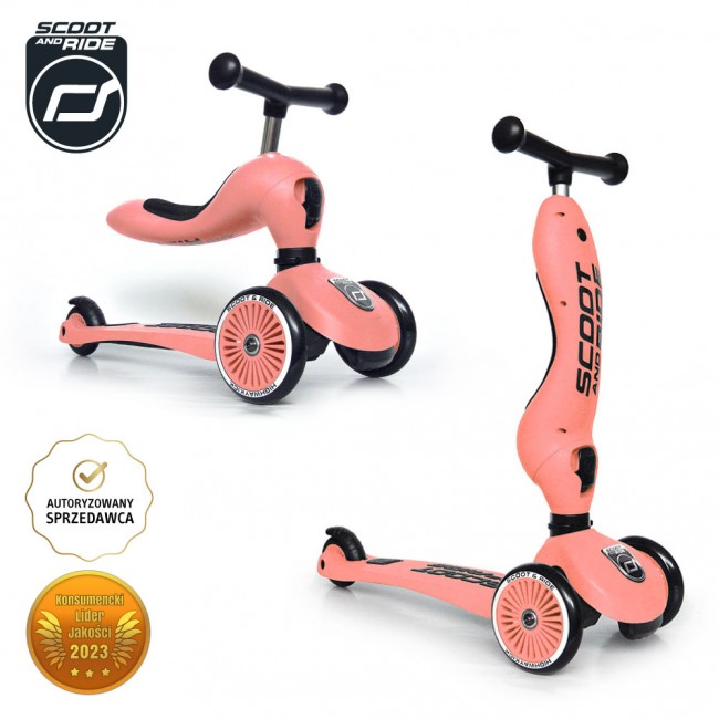 Hulajnoga i rowerek 2w1 Highwaykick SCOOTANDRIDE 1-5 lat - Peach