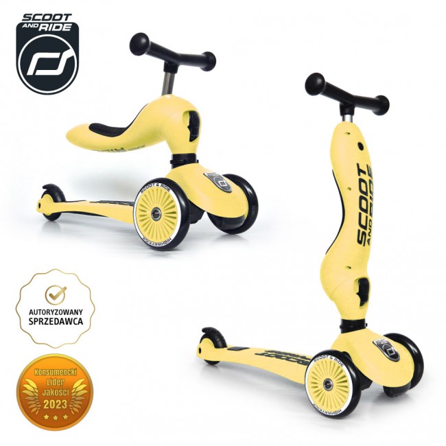 Hulajnoga i rowerek 2w1 Highwaykick SCOOTANDRIDE 1-5 lat - Lemon