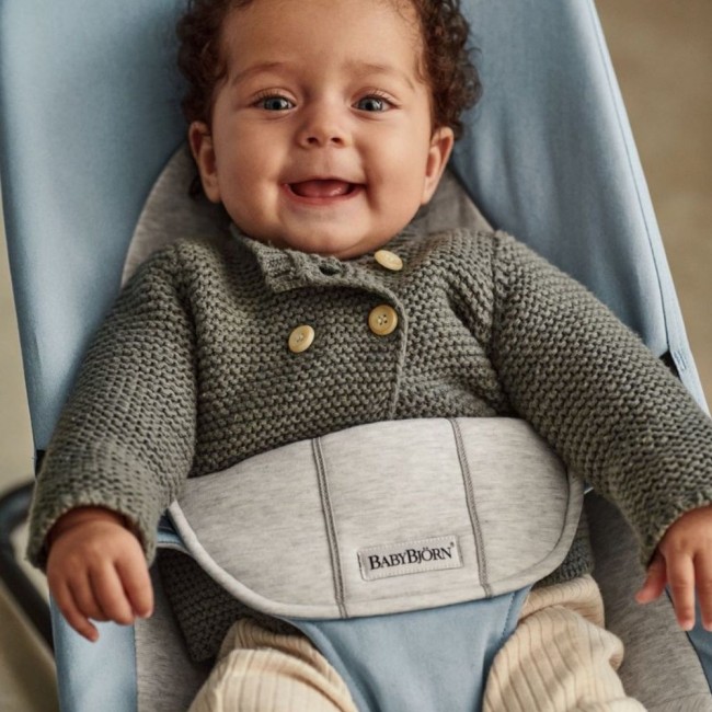 Leżaczek BABYBJORN BALANCE SOFT WOVEN/JERSEY - Niebieski/Szary