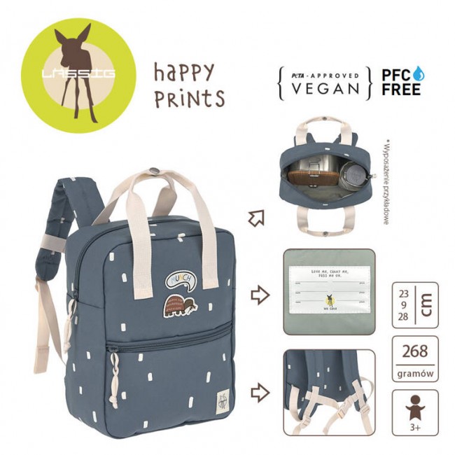 Plecak mini kwadratowy Happy Prints Lassig - Granatowy