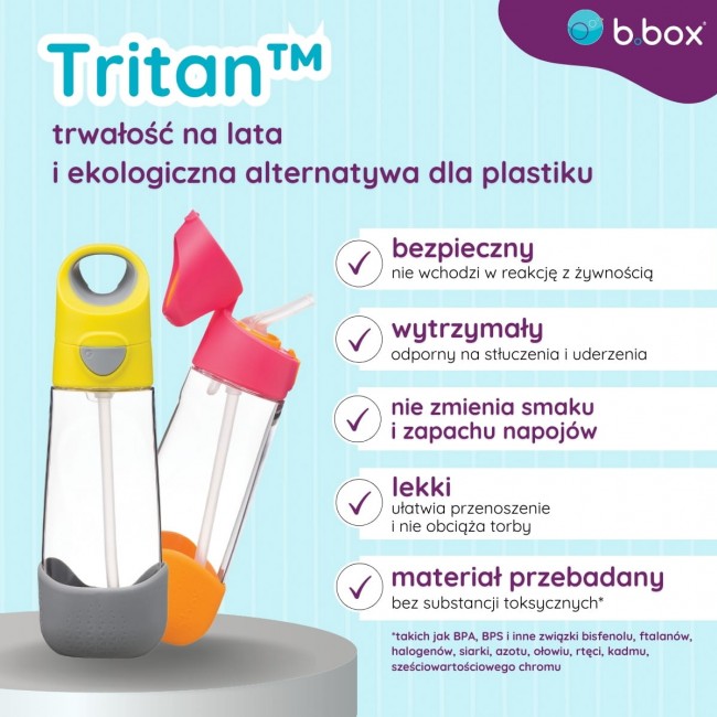 Tritanowa butelka ze słomką 600 ml B.box - Emerald Forest