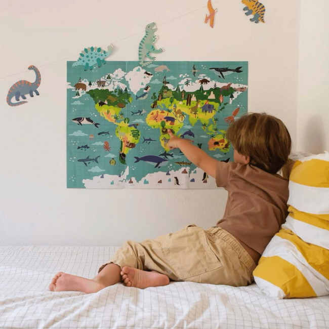 Plakat z naklejkami Apli Kids - Mapa Świata