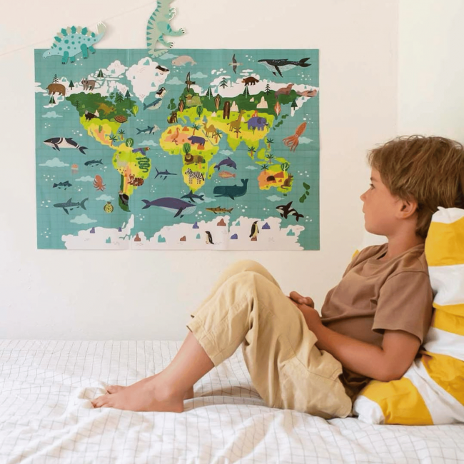 Plakat z naklejkami Apli Kids - Mapa Świata