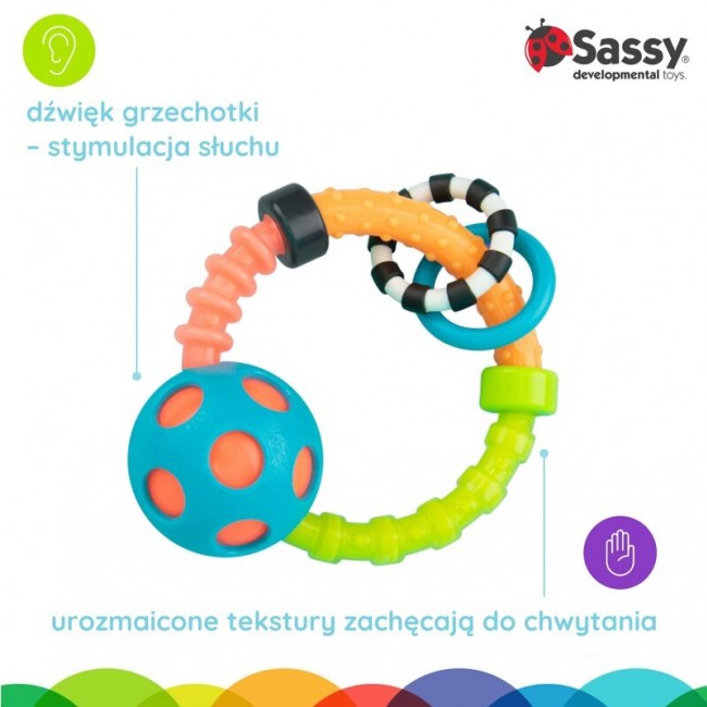 Grzechotka okrągła, zabawka sensoryczna Sassy - Multikolor