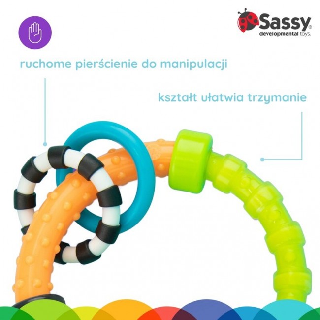 Grzechotka okrągła, zabawka sensoryczna Sassy - Multikolor