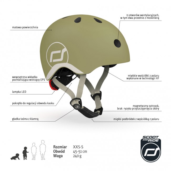 Kask dla dzieci SCOOTANDRIDE XXS-S 1-5 lat - Olive